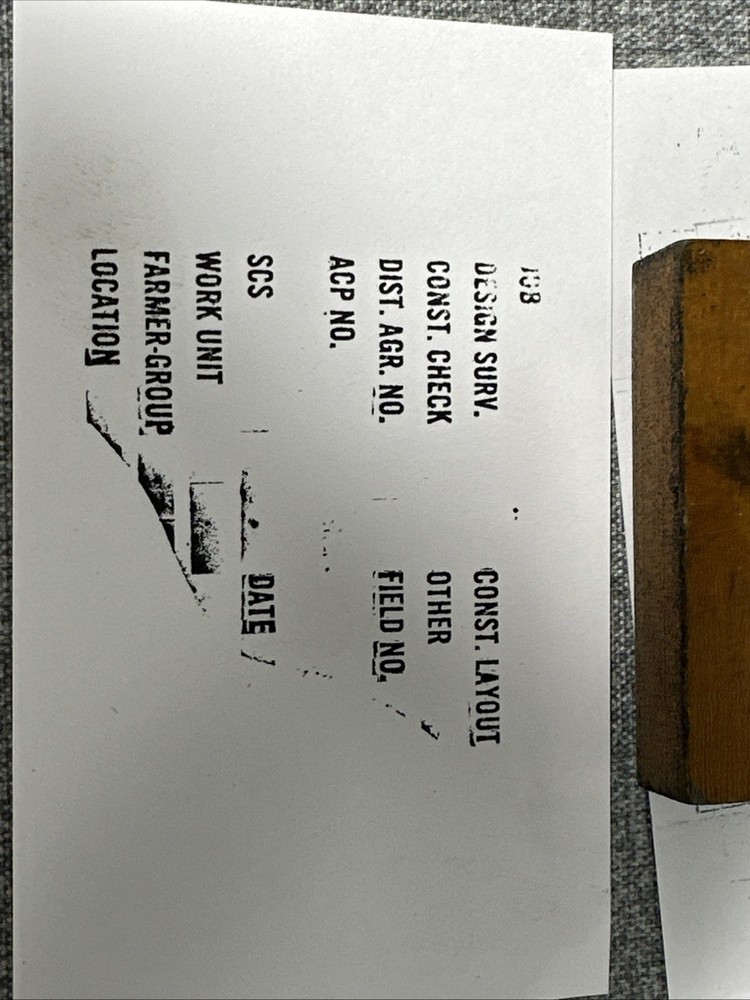 Vintage RARE Wood Rubber Ink Stamp "Construction Layout”