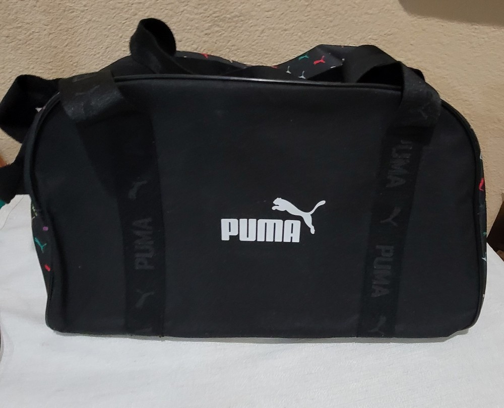 Puma Black Duffel Gym Bag – Adjustable Strap – Authentic