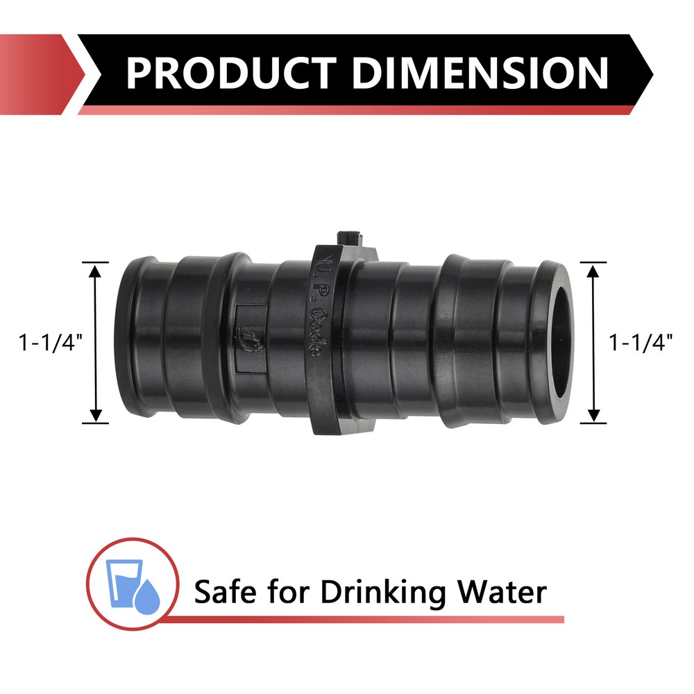 EFIELD 1-1/4"×1-1/4" PPSU Pex A Expansion Straight Coupling Poly Fitting 1 Pack