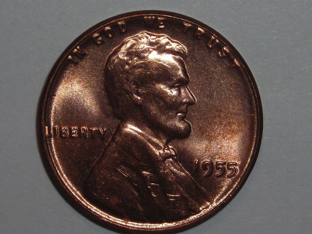 wheat penny 1955 CUD,MOLD ERROR RED BU #3 UNC LINCOLN CENT SHARP ERROR