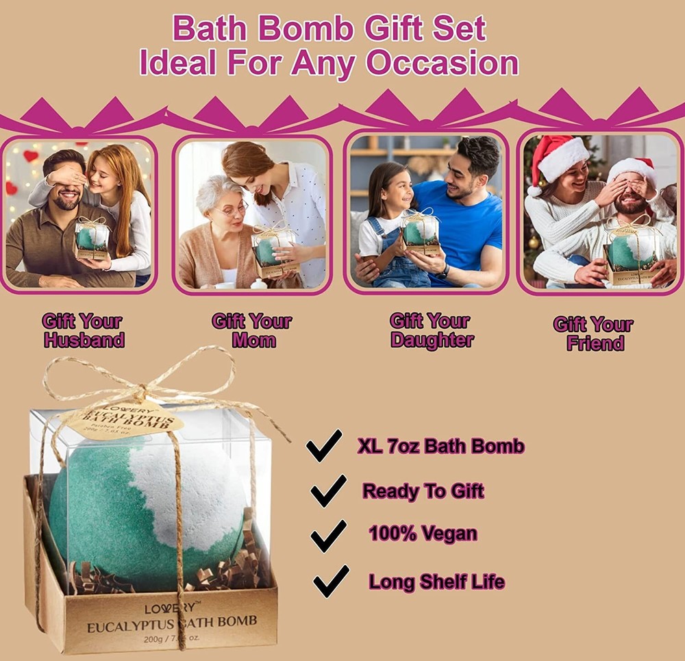 Natural Aromatherapy Bath Bombs, Handmade Eucalyptus Shower Bombs with Mint