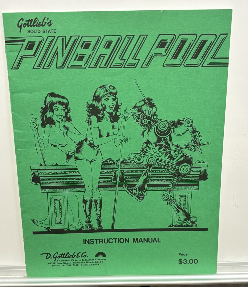 ORIGINAL-GOTTLIEB-PINBALL POOL-INSTRUCTION MANUAL
