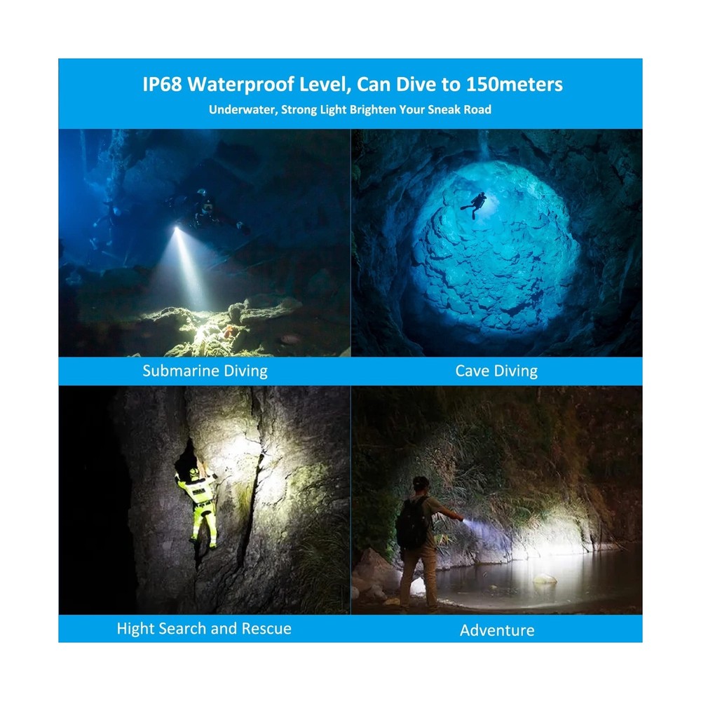 ORCATORCH D520 Scuba Dive Light 1000 Lumens Compact Diving Flashlight IP68 Wa...