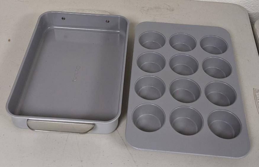 Caraway Non-Stick Ceramic Half Bakeware Easy Clean Set Grey NOB