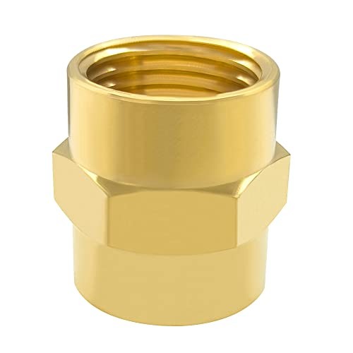 3/8" x Coupler Brass Female Hex Head Pipe Fitting Coupling, Pack 3/8" NPT 5PCS