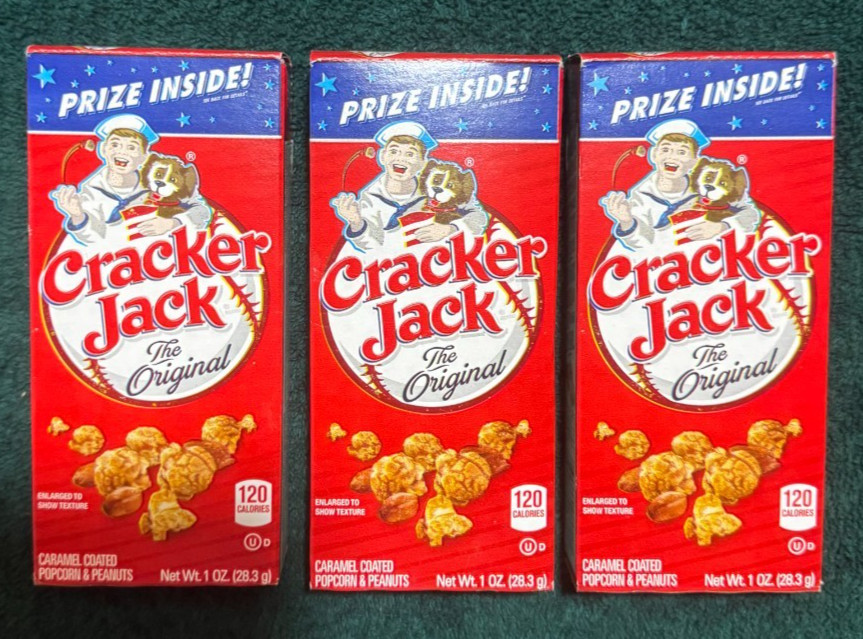 3 ~ Cracker Jack Original Box Unopened Caramel Coated Popcorn & Peanuts 1 Ounce