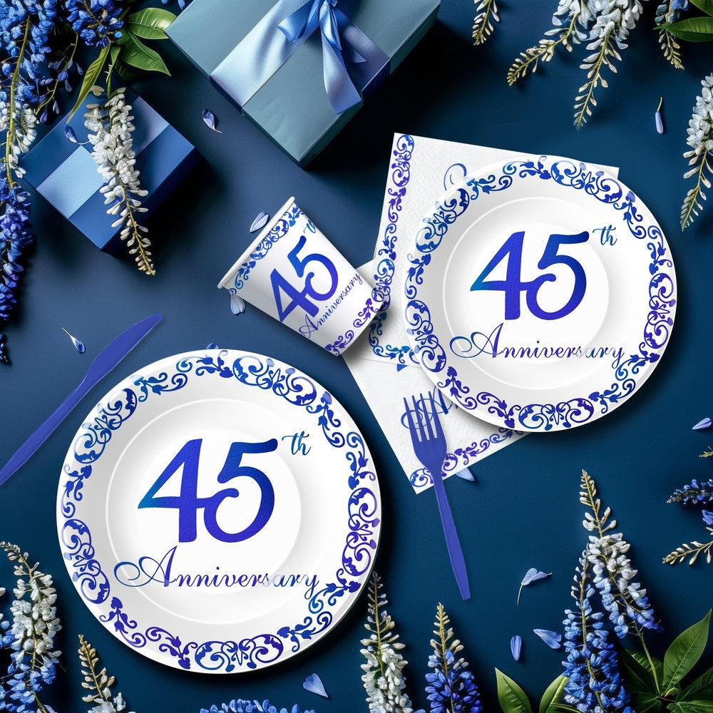 APOWBLS 45th Anniversary Decorations Tableware - Blue Sapphire