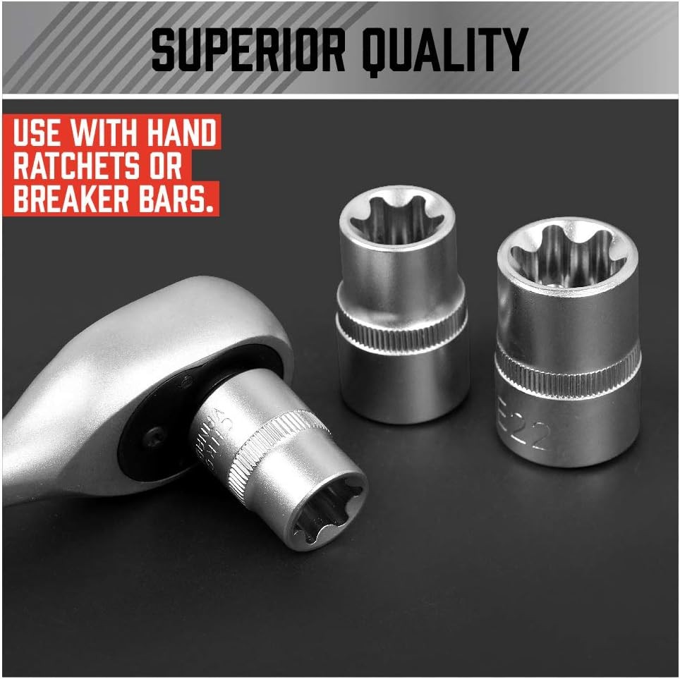🔧14PCS Torx Star Bit Female E Socket Set Automotive Shop Tools External E4-E24