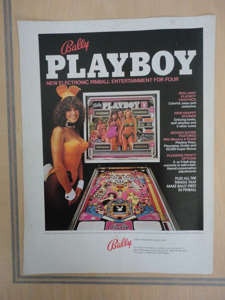 Playboy Bally Pinball Machine Flyer Original Magazine Pull Out Advertisement