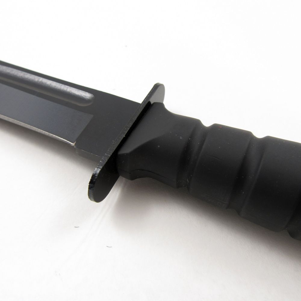 FIXED-BLADE SURVIVAL KNIFE | 7.5" Small Black Rubber Handle Tactical Combat EDC