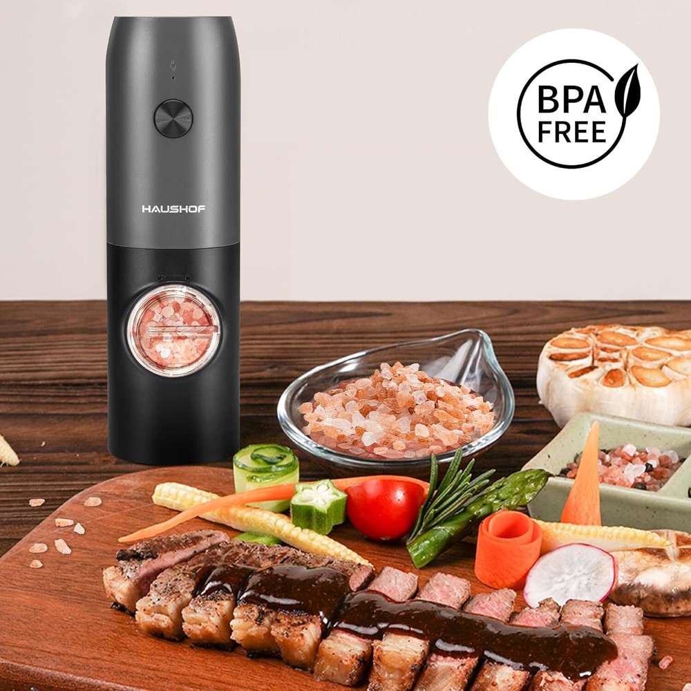2PC Electric Salt Pepper Grinder Mill Set Automatic Adjustable Coarseness w/Case