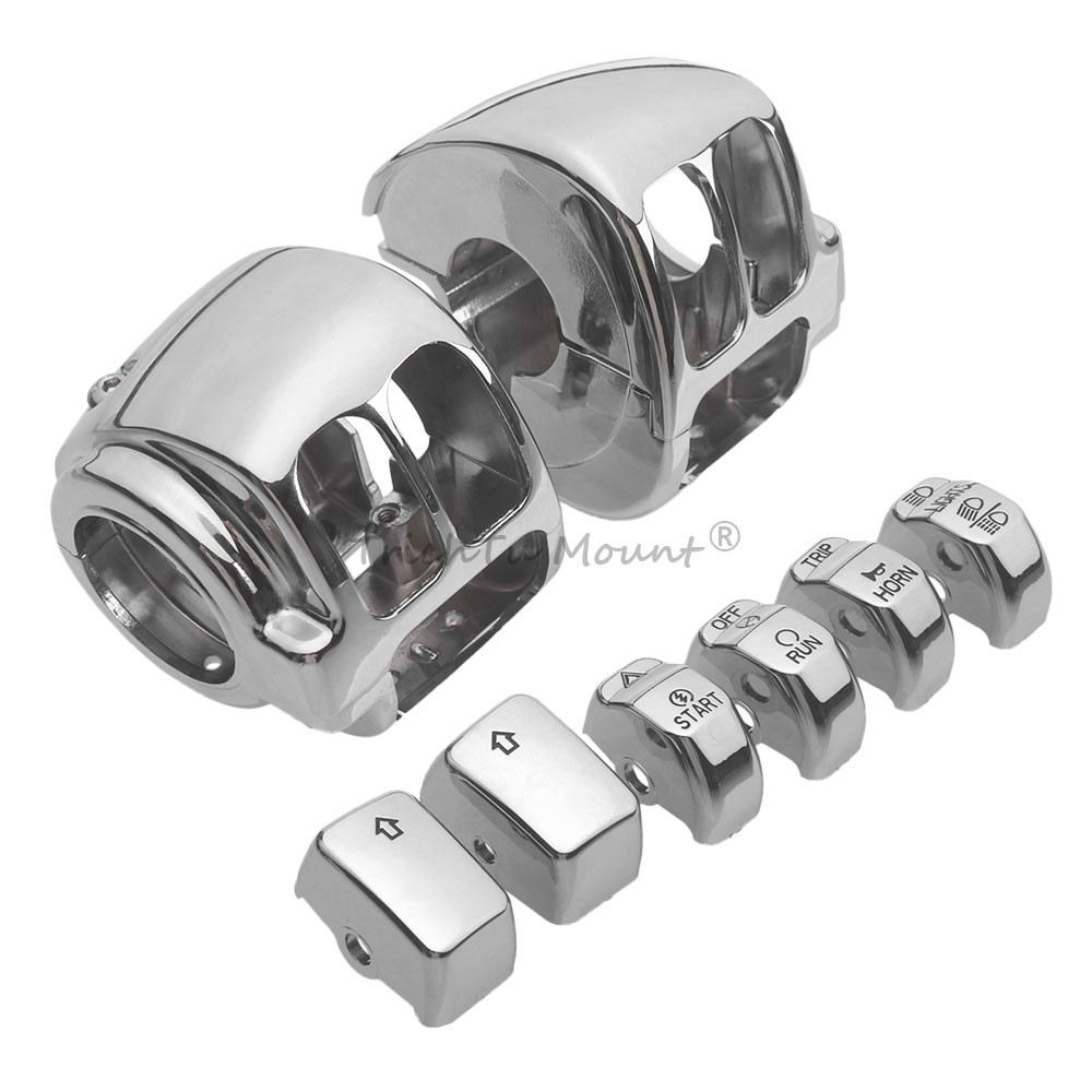 Handlebar Control Switch Housing Chrome Caps For Harley Softail Fat Boy FLSTF