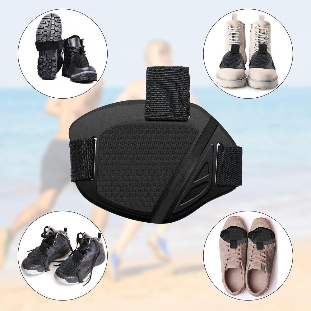 2-Piece Motorcycle Shoe Protector & Rubber Shift Pad, Black