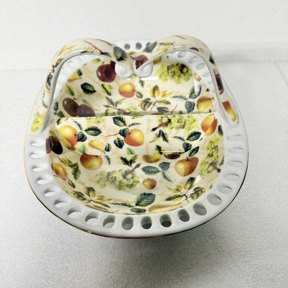 Vintage 1950’s MAYFAIR COLLECTION Candy Bowl BY JAY DIVIDED Fruit Pattern