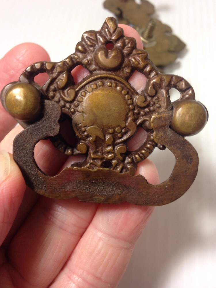 Antique Brass Drawer Pull lot 2 Ornate Hardware