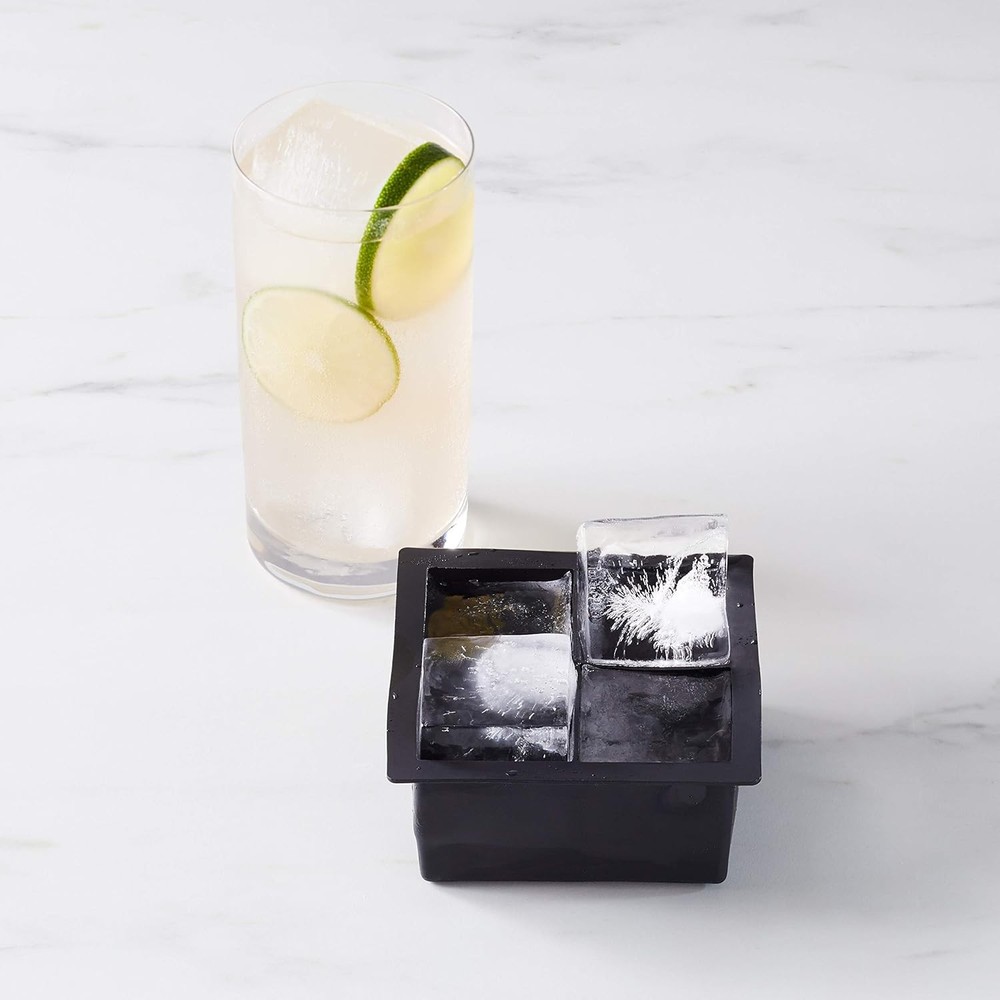 Amazon Basics Large Silicone Square Ice Cube Trays for Freezer, Dishwasher Safe,