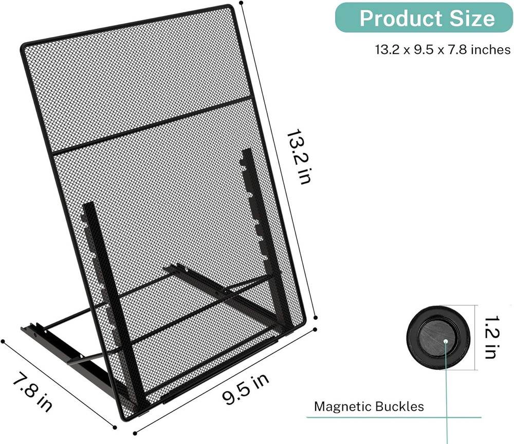 Foldable Desktop Document Holder Stand with 6 Viewing Angles Black