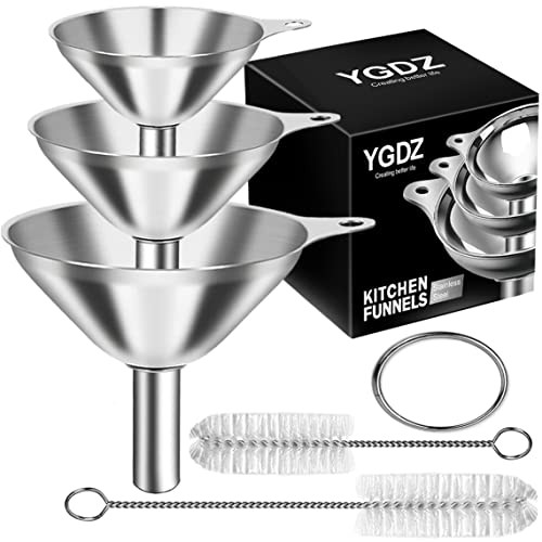 Stainless steel kitchen funnel set three