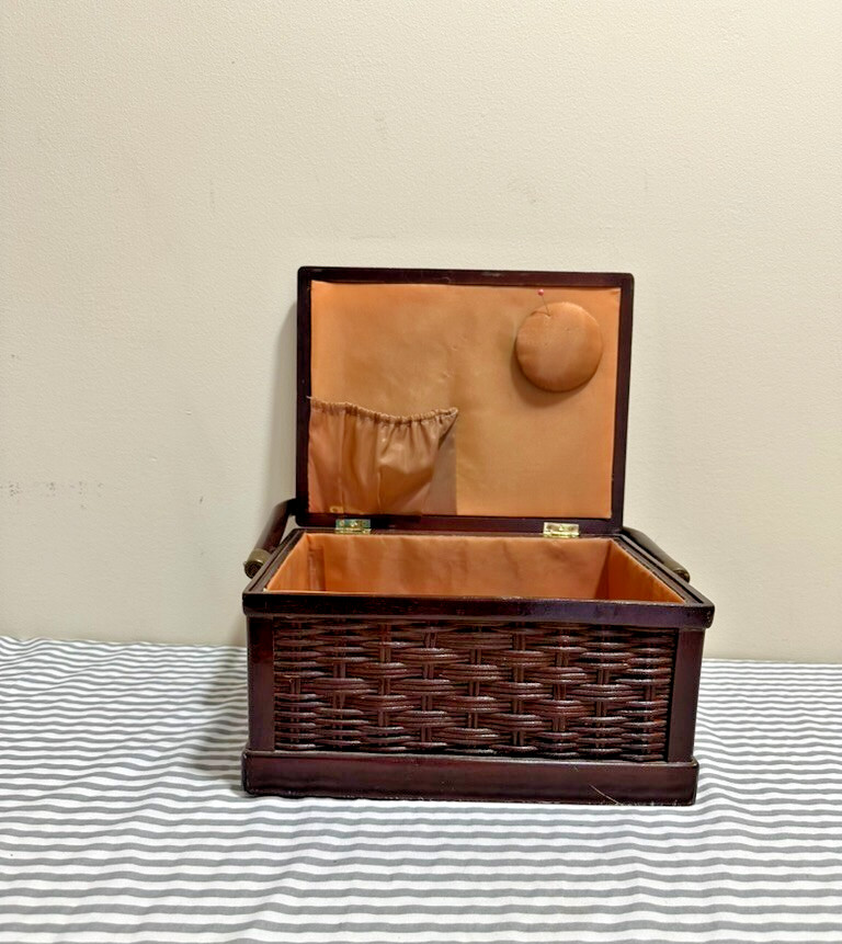 Vintage Floral Sewing Box With Handle