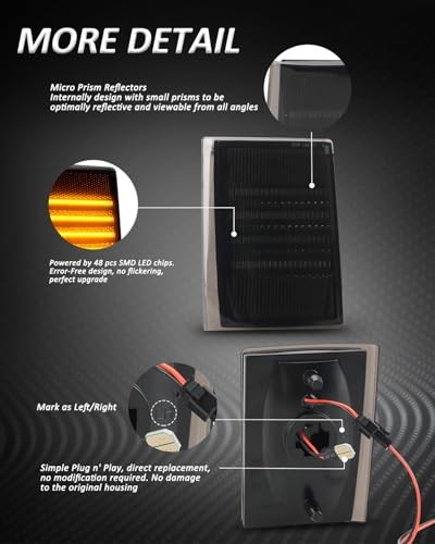 Front Corner Light Assembly Compatible with 88-93 Chevy C/K 1500 Dynamic Amber