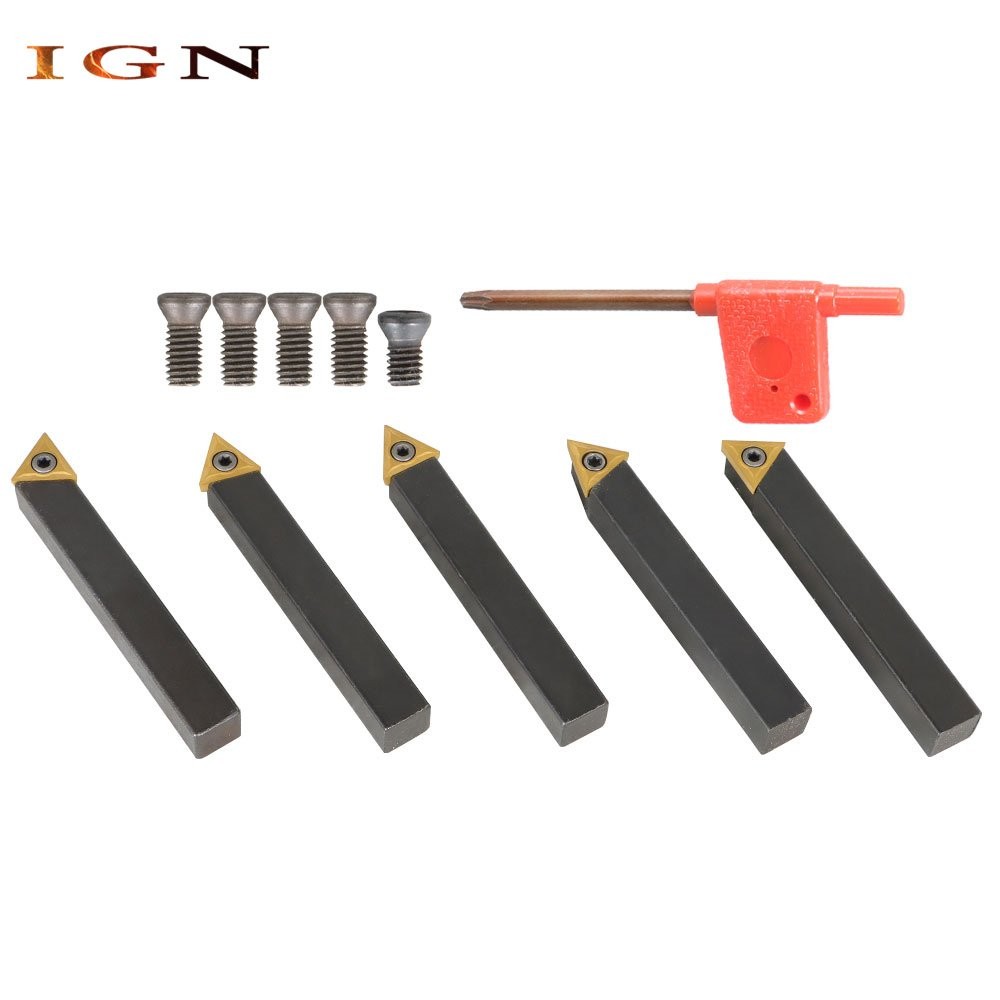 1/2" Carbide Indexable Turning Tool Lathe Tool Bit With Carbide Inserts 5 Pcs