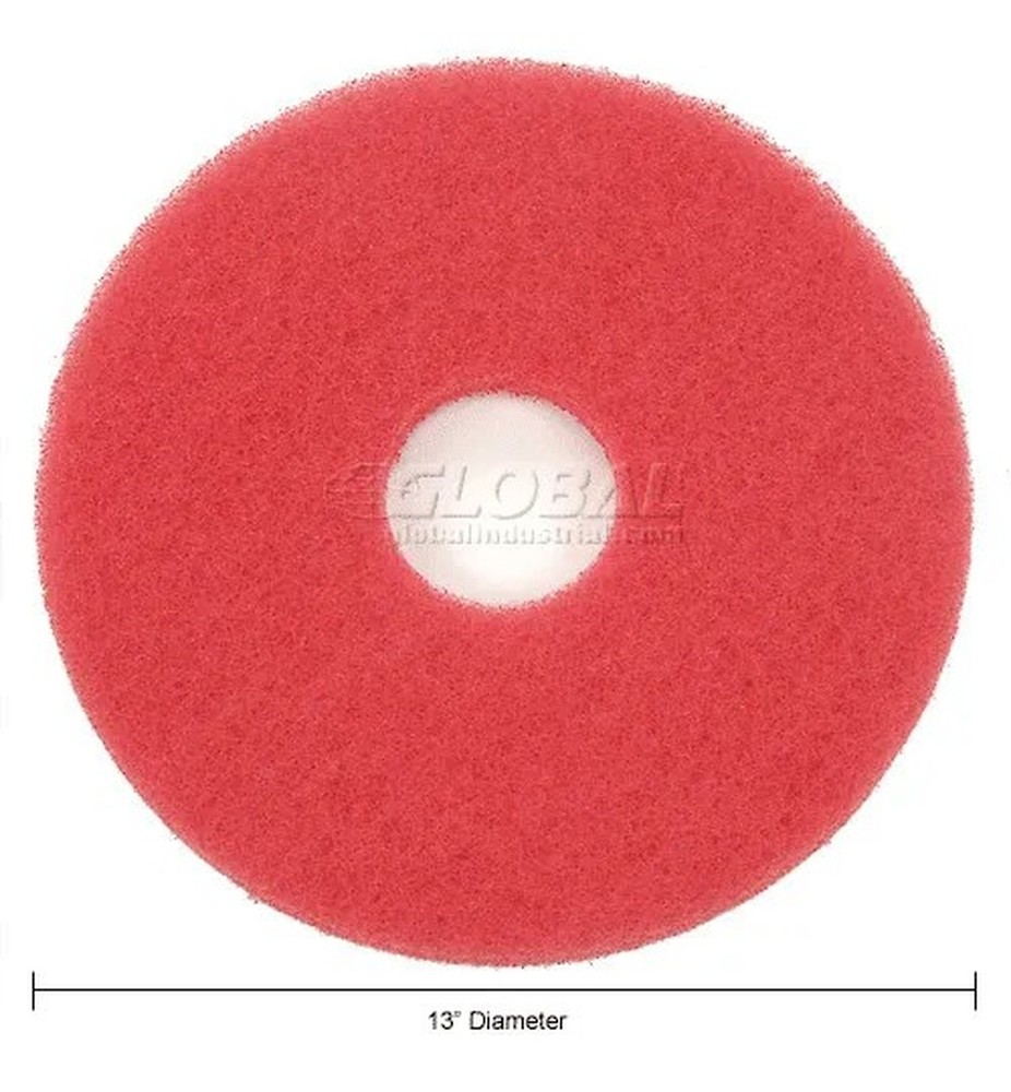 Global Industrial? 13" Buffing Pad, Red, 5 Per Case