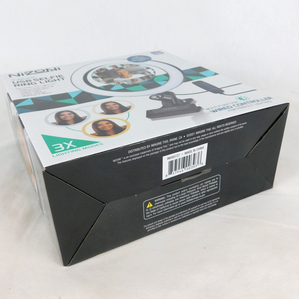 Nizoni 3 Mode USB Selfie Ring Light 8" Computer Wired Controller Clamp Base NEW