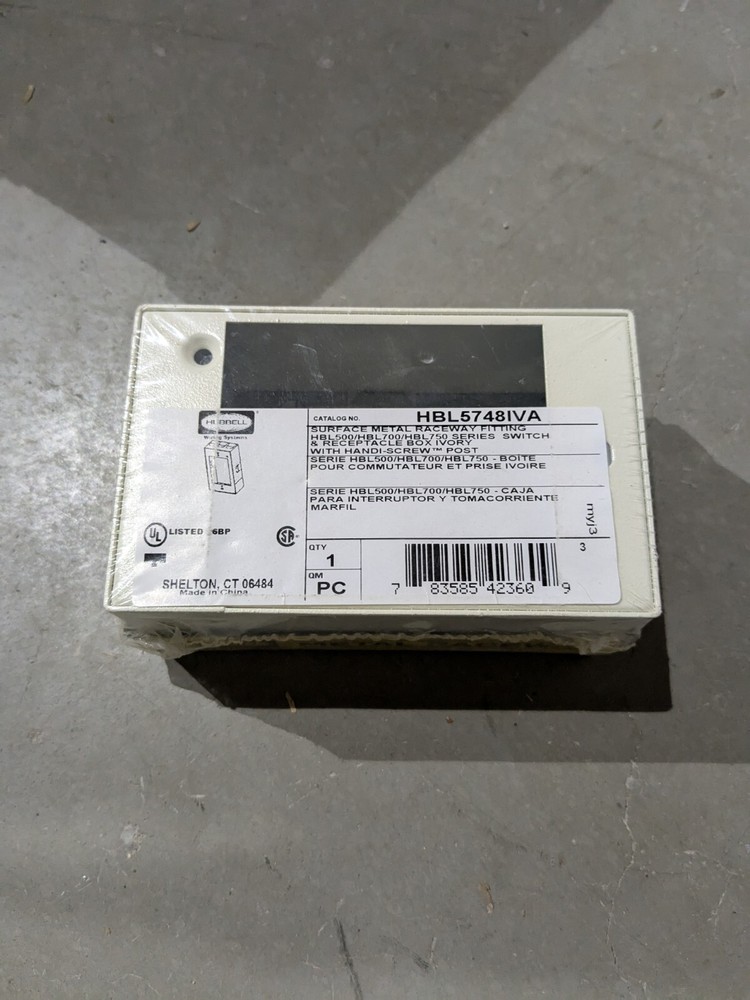 Hubbell Wiring Device-Kellems HBL5748IVA Switch And Receptacle Box Ivory Surface