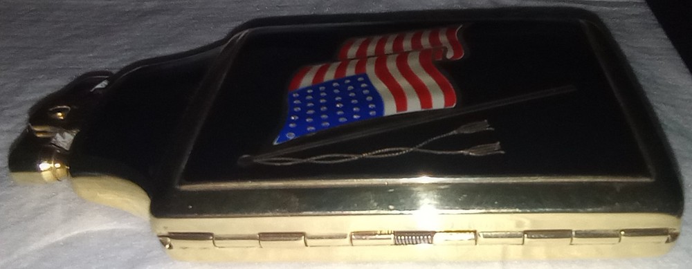 Vintage Rare Ronson Dureum Mastercase Lighter/Cigarette Case - US Flag - Working