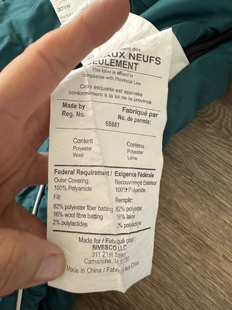 Gruezi sleeping bag Green Biopod DownWool Left Zip Wool Inside EUC