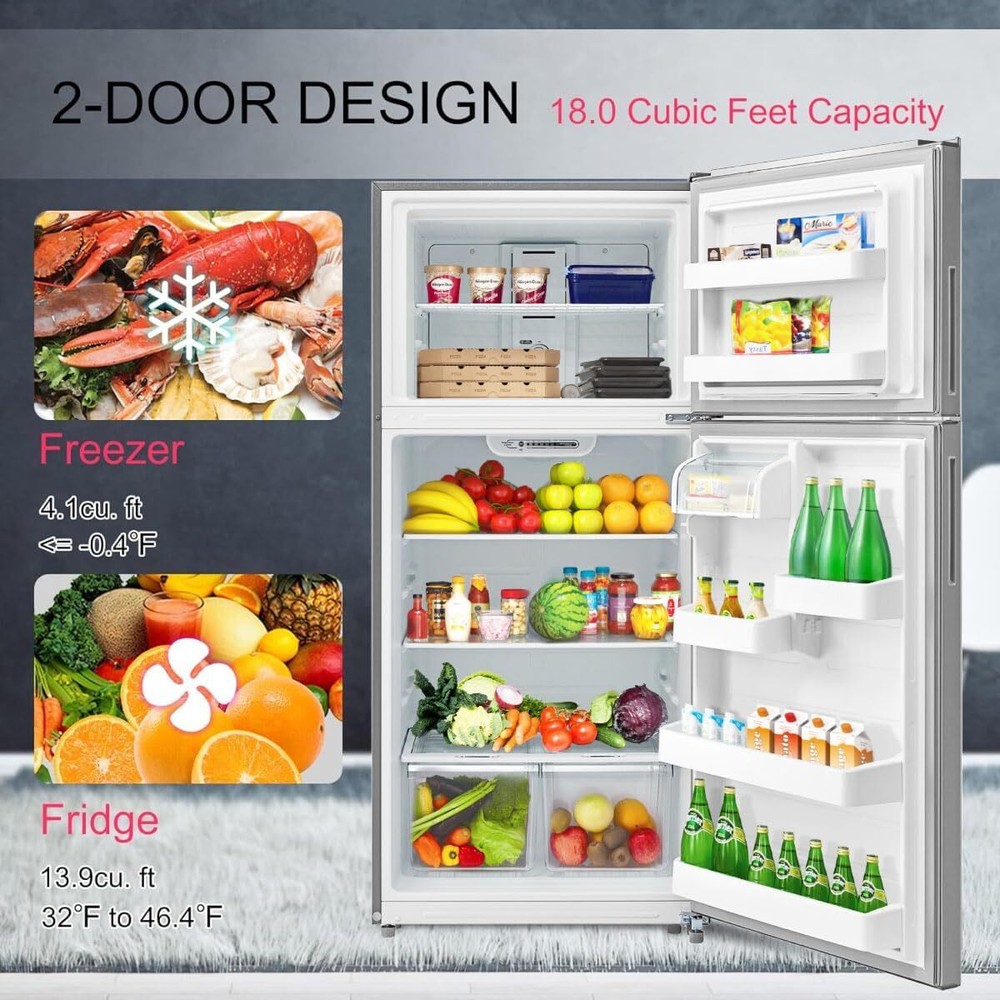 18 Cu.Ft. Refrigerator Top Freezer with Adjustable Thermostat Control
