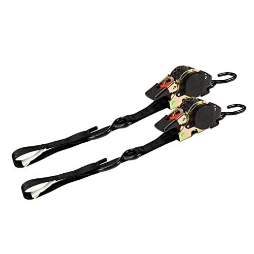 2Auto Retract Ratchet Straps w/Soft Loop, 1" x 10" SELF-CONTAINED Compact Cargo