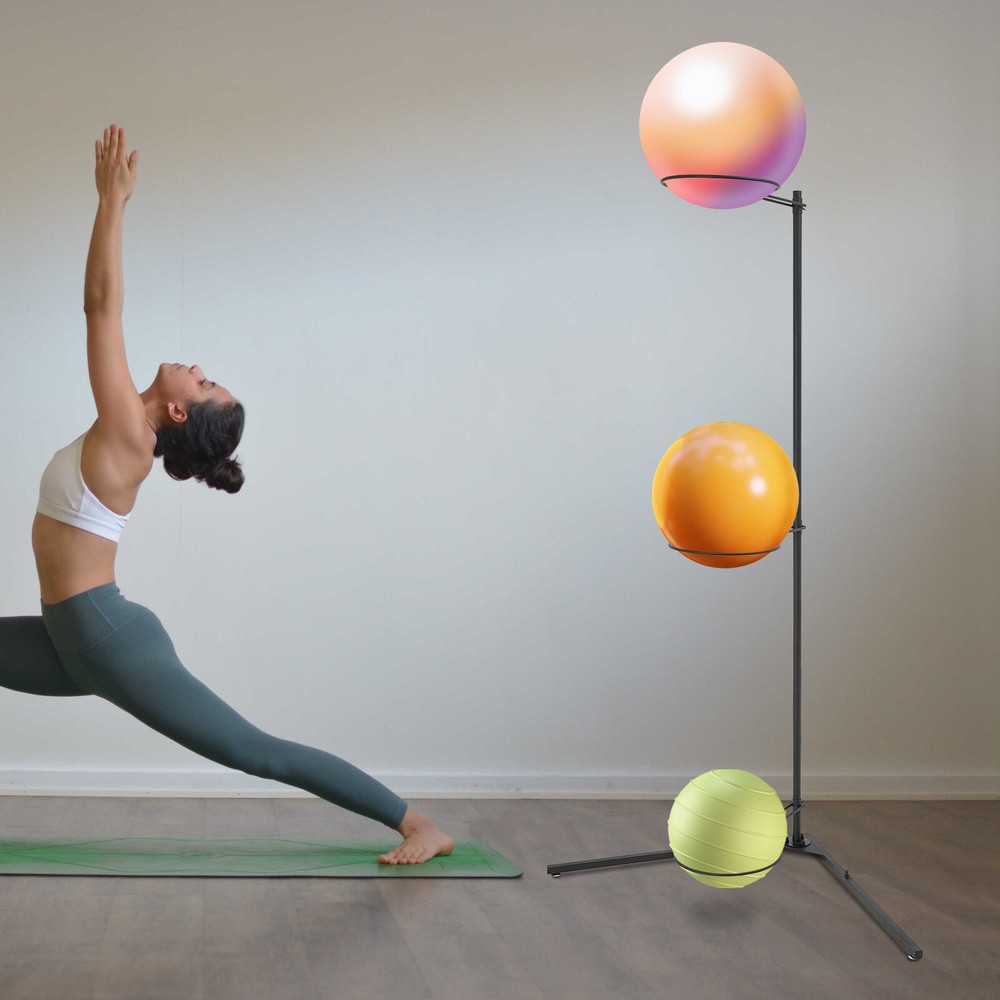 Stability Ball Rack - Durable Exercise Ball Stand Holds 3 Balls