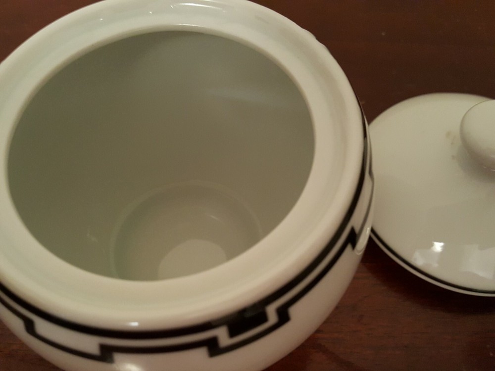 SOMPEX "IONIA" Creamer-Sugar SET Black-White Geometric Pattern Greece