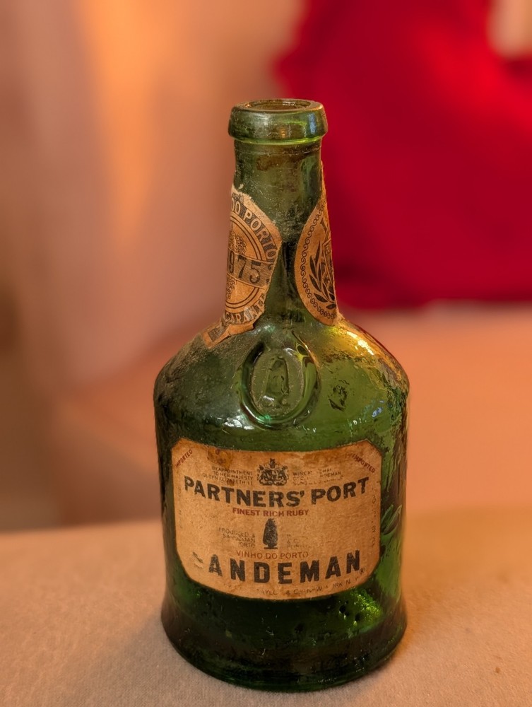 Mini VTG Sandeman Partner’s Port Green Bottle Empty