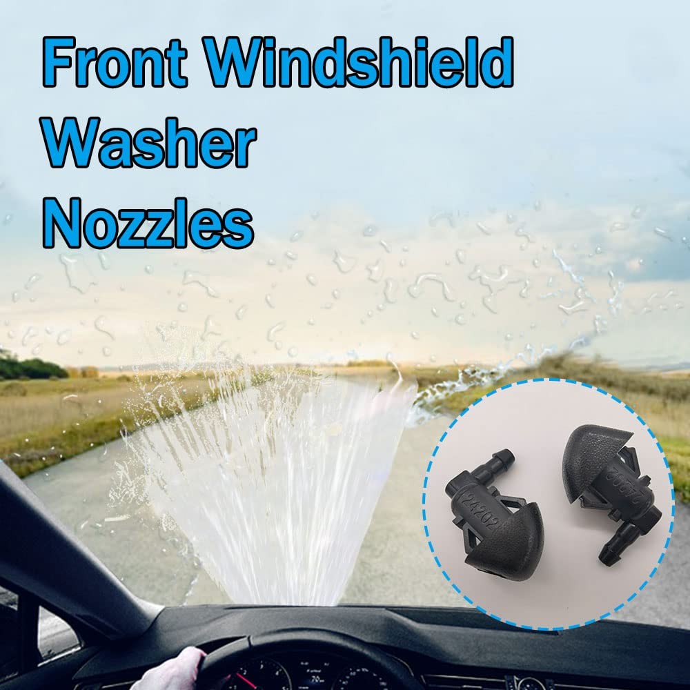 Windshield Washer Nozzles Kit, Front 1M x 0.7CM x 0.4CM, Black