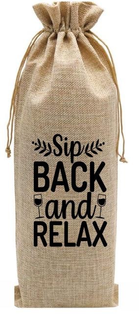 Burlap Drawstring Bottle Bag Gift Bag Sip Back BOT02