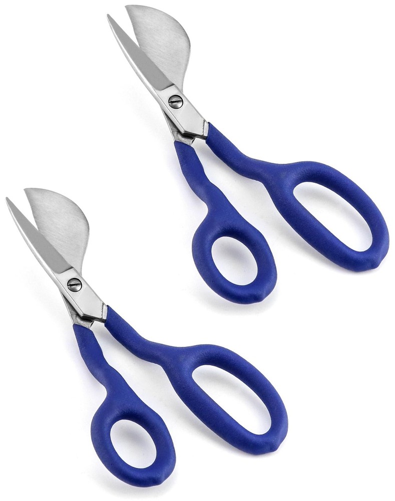 QWORK Duckbill Shears, 7 in Applique Scissors, for 2 Pcs, Blue