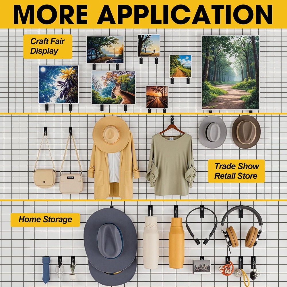 Gridwall Hooks 2/4/6 Inch 60 Pack Grid Wall Hooks Grid Panel Hooks and Hanger...