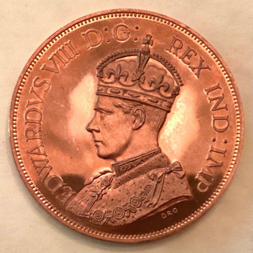~  CANADA 1937  EDWARD VIII  COPPER PROOF  INA RETRO PATTERN DOLLAR