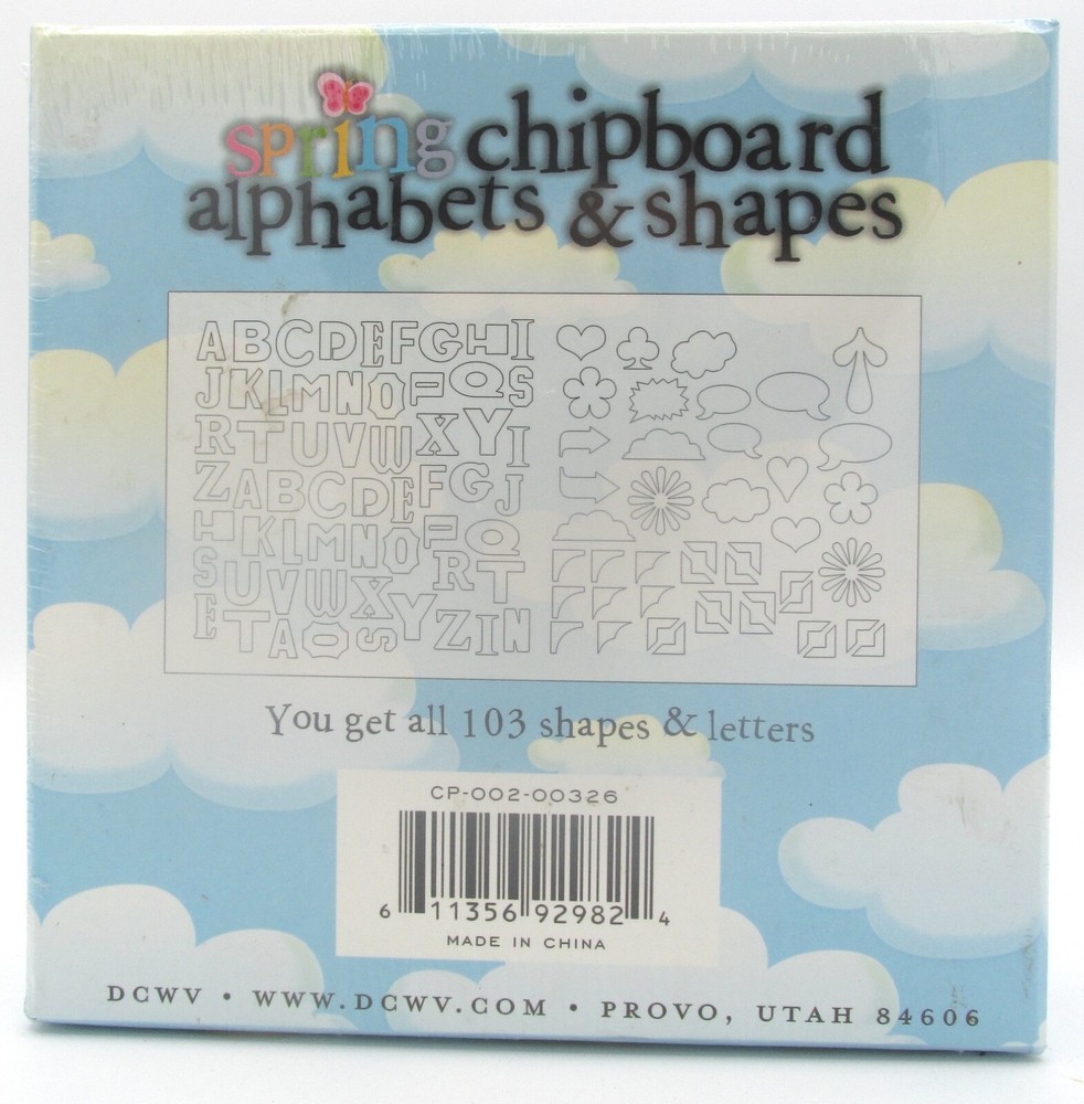 DCWV NEW SEALED - Spring 2007 Chipboard Alphabets & Shapes 103 pc Double Sided