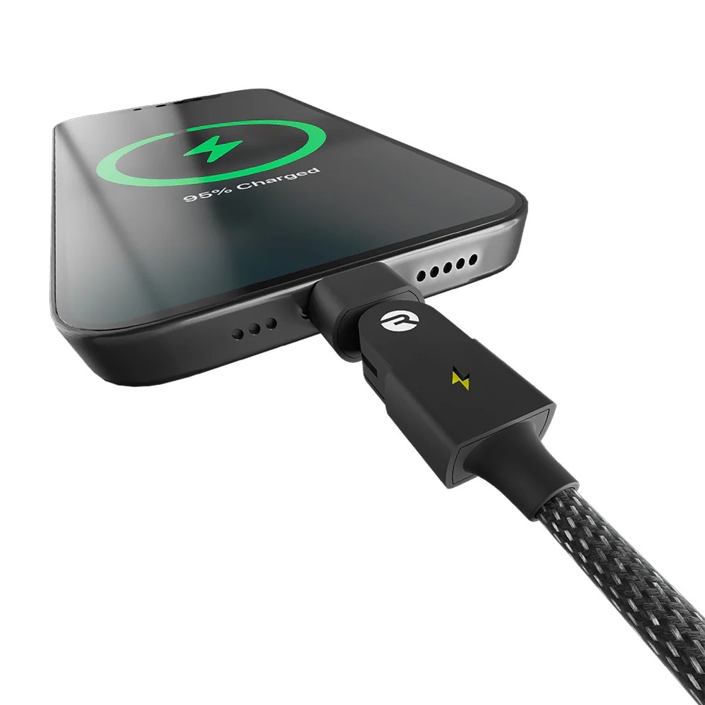 Raycon® Magic Spin 100Watt USB-C® to USB-C® Charge and Sync Cable 3.3 Ft.- Black