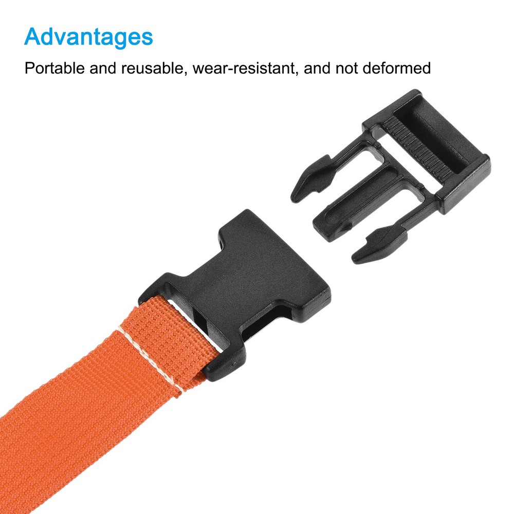 2pcs Utility Strap with Buckle 1"x20" Polyester Quick Release Belt Orange