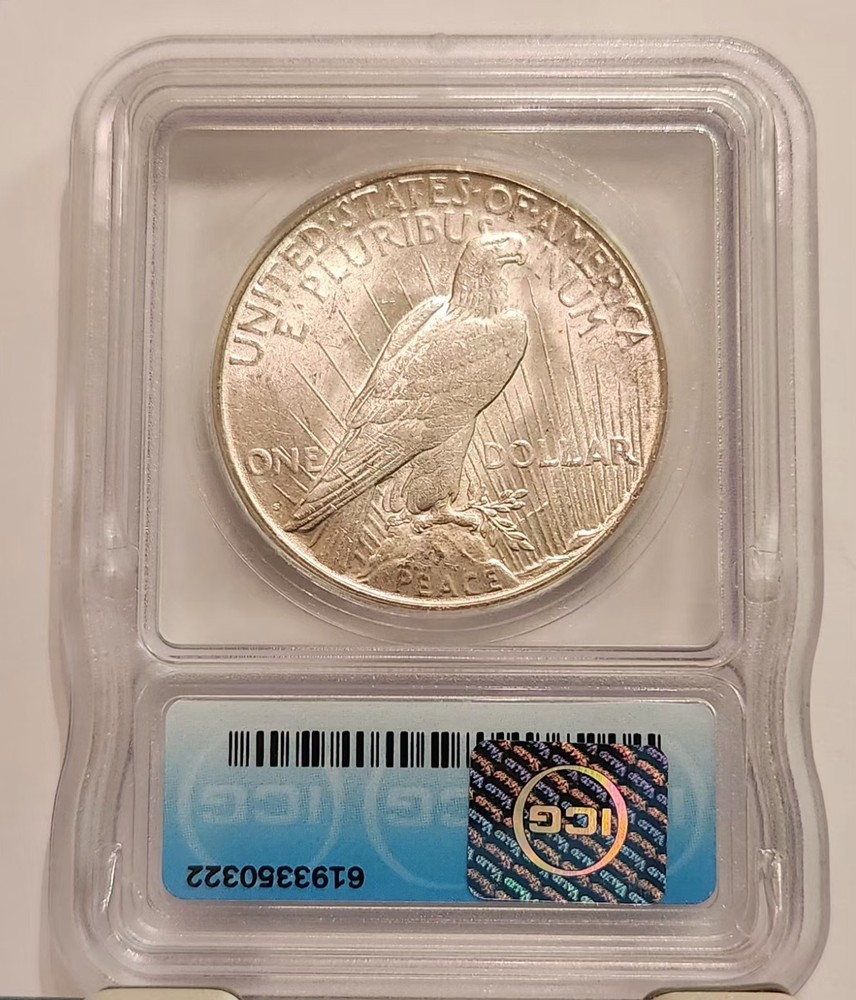 1923-S Silver Peace Dollar $1 - ICG MS63 - San Francisco NICE LUSTER