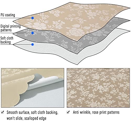 Waterproof Vinyl Tablecloth, Rectangle Heavy 84" x 60" (Rectangular) Ivory