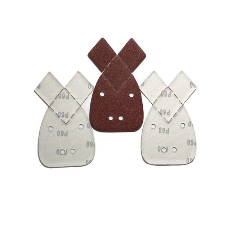 40Grit -1200Grit Flocking Discs Sandpaper Rabbit Ear Triangle Shaped 4-Hole