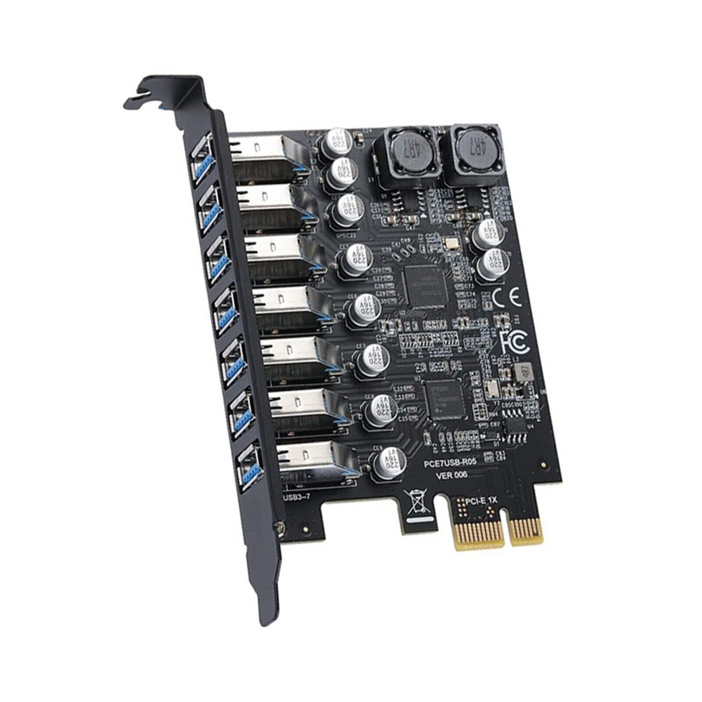 1 PC USB3.2 PCI-E Expansion Card Adapter 7 Ports Hub Adapter External Controller
