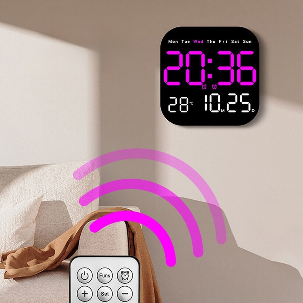 Adjustable LED Large Digital Wall Clock with Temperature and Date Display