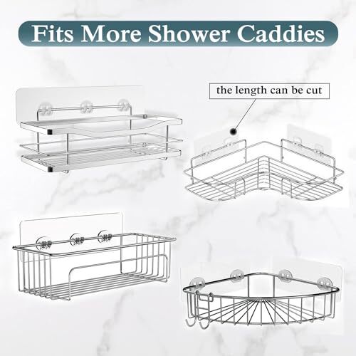 Pack Transparent Shower Caddy Adhesive for Replacement, No Drilling , Soap 2