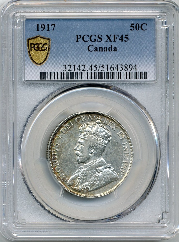 1917 Canada 50 Cent - PCGS Choice EF 45